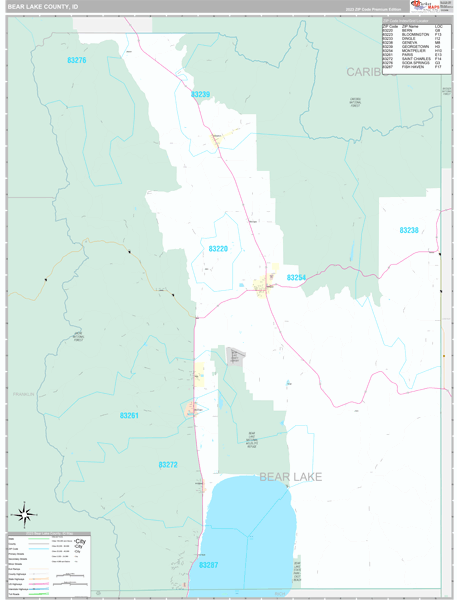 Bear Lake County, ID Carrier Route Wall Map